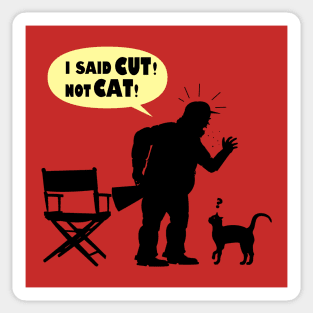 Funny Director Cat Silhouette Puns Gift For Cat Lovers Sticker